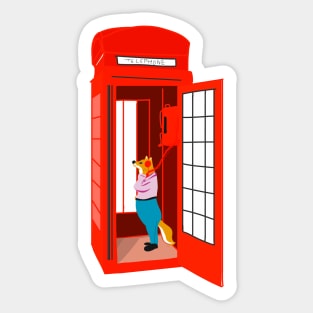 Fox in the telephone booth Sticker